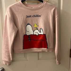 H&M Oversized Cropped Snoopy Sweatshirt